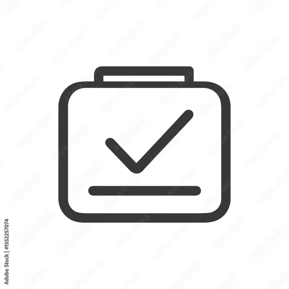 Poster completed task icon: checkmark inside rounded square with line