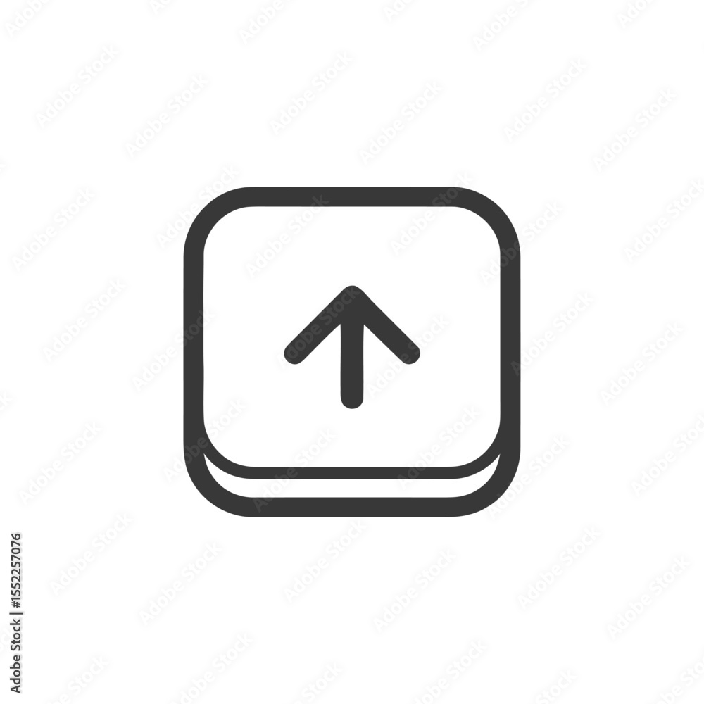 Poster upward arrow in rounded square: minimalist icon for navigation