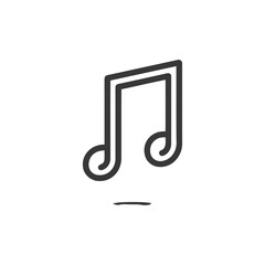 Minimalist Double Music Note Icon with Shadow on White Background