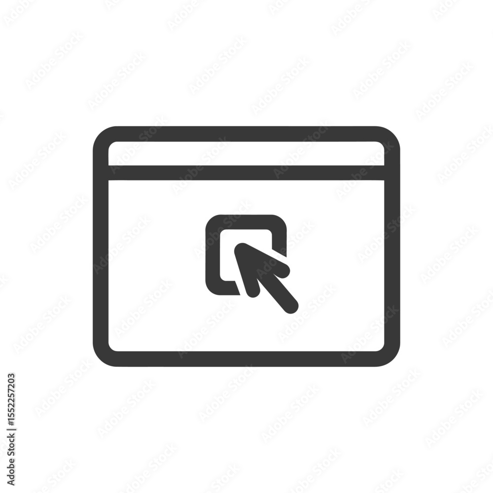 Poster login window icon: arrow cursor entering box, minimalist design