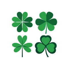 Four-Leaf Clover and Shamrock Icons  Lucky Charms and Irish Symbols