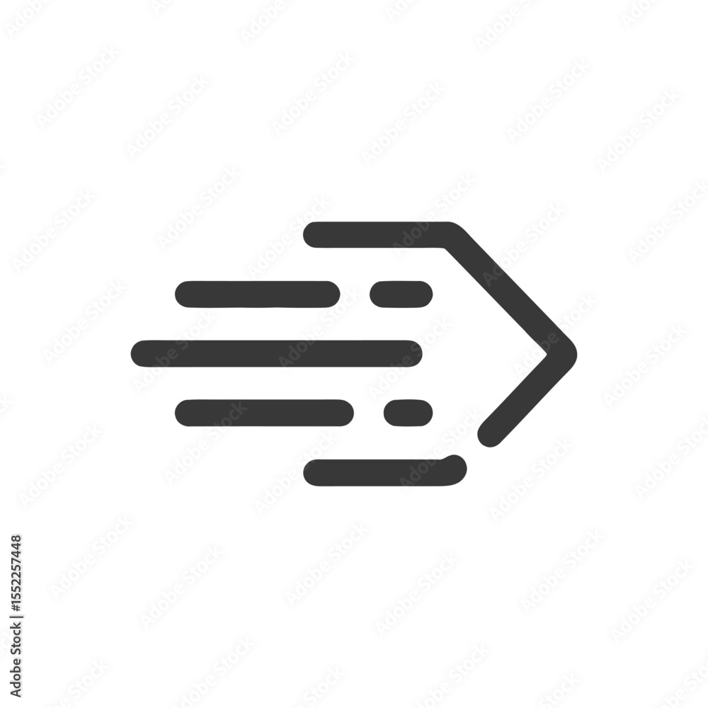Poster dynamic arrow icon with motion lines, speed and direction concept