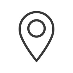 Simple Black Location Pin Icon on White Background