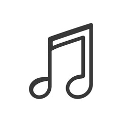 Minimalist Music Note Icon: Gray Outline on White Background, Clean Design