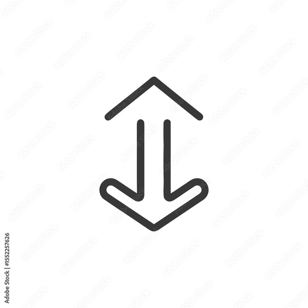 Poster up and down arrow icon: directional symbol with rounded edges on white