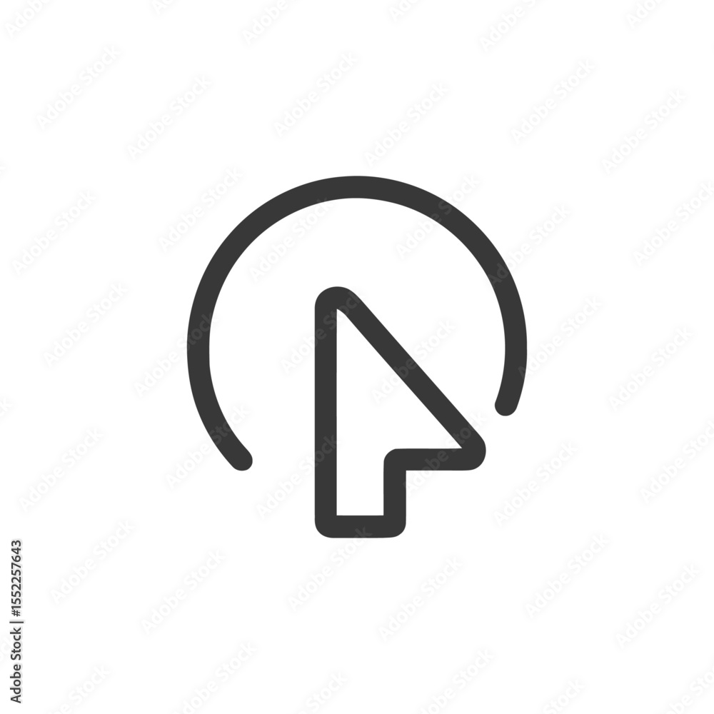 Fototapete Sleek Dark Gray Cursor Icon with Circular Path on White Background