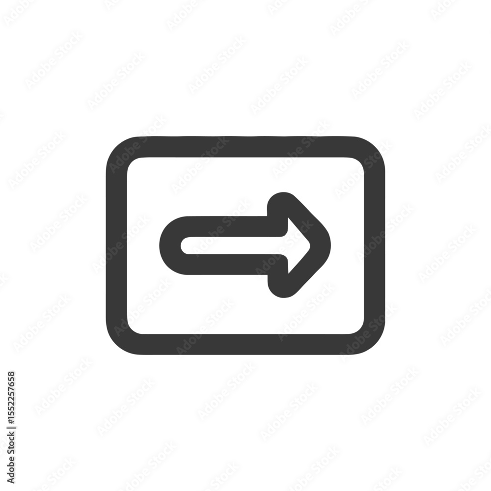 Poster simple dark gray arrow icon pointing right in rounded square frame