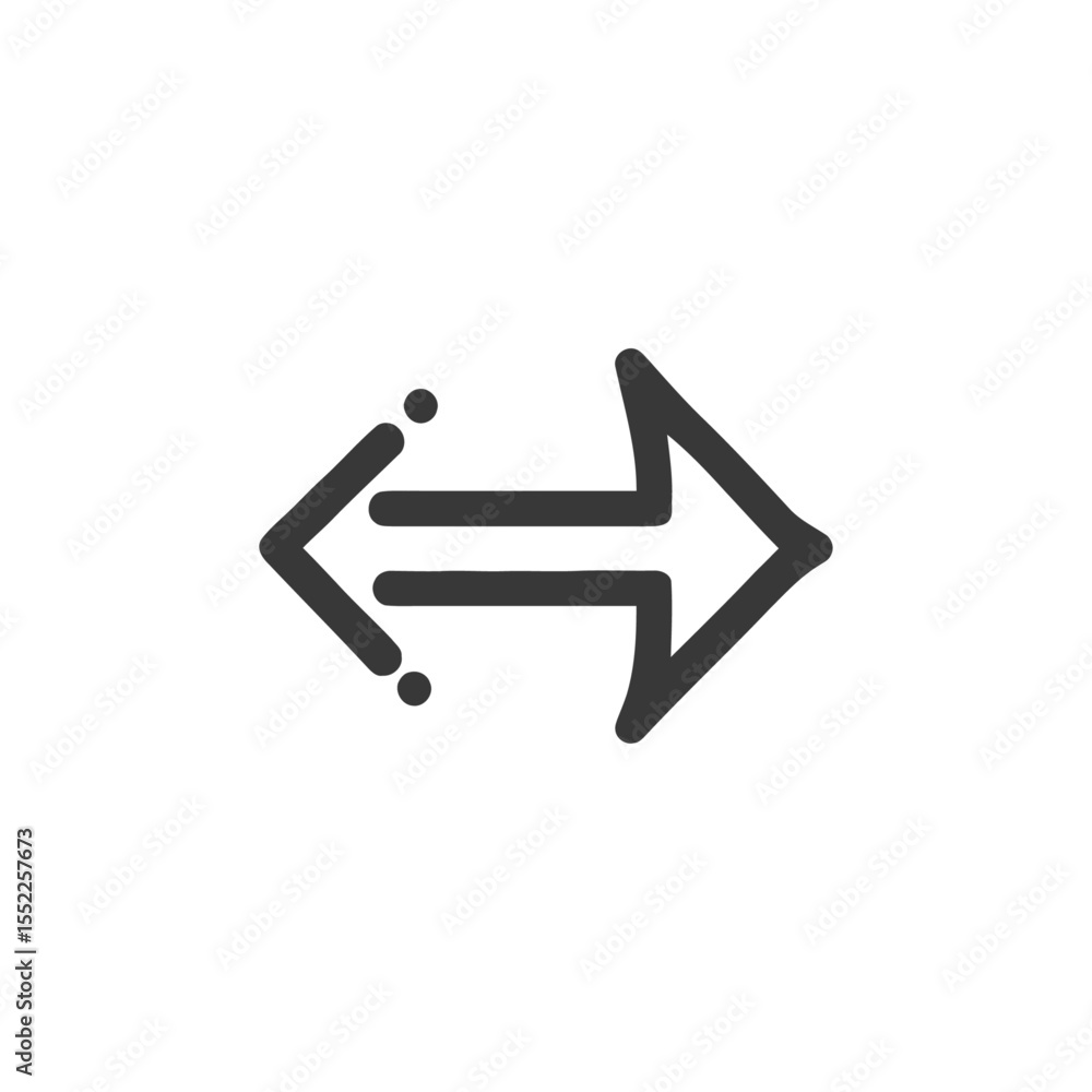 Poster reversible arrow icon: dual directional symbol with rounded edges and dots