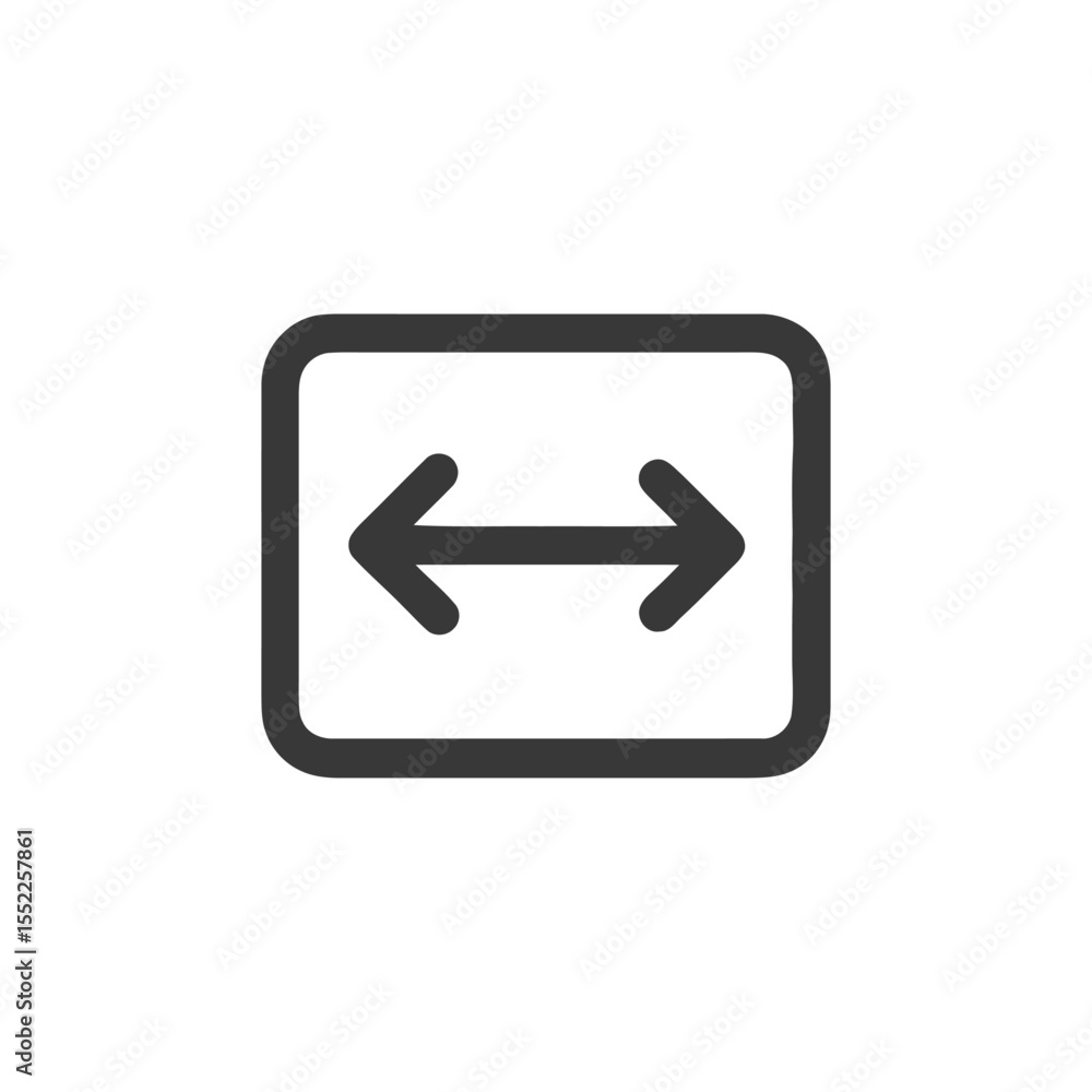 Poster rounded square with double-headed arrow: directional icon in gray