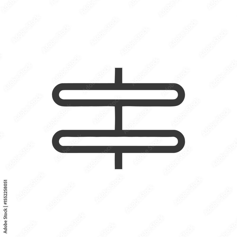 Poster minimalist icon of parallel plates with connecting lines on white background