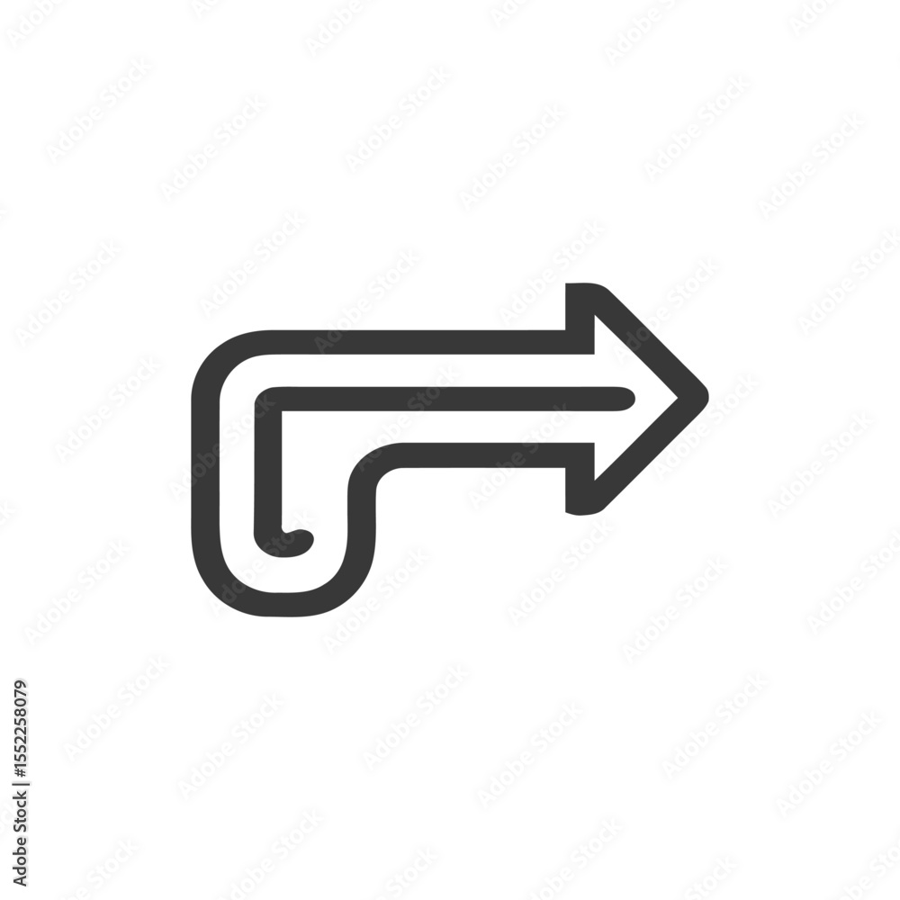 Aufkleber bold arrow icon with rounded corner and double line design on white background
