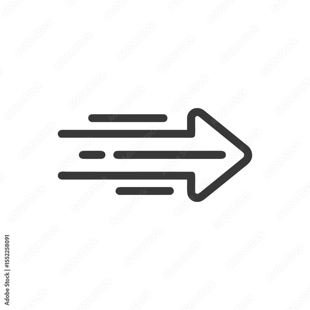 Poster dynamic arrow icon: speed and direction symbol with motion lines