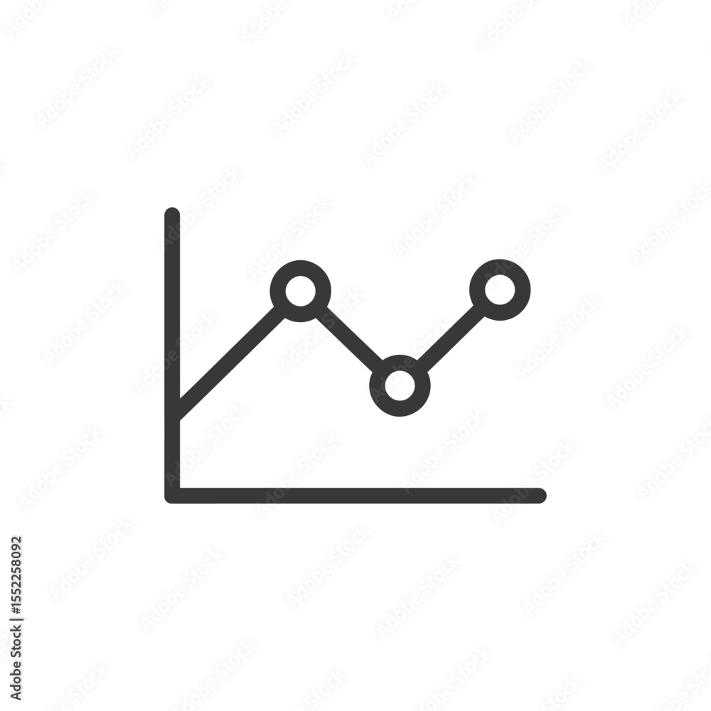 Poster simple line graph with circular data points on white background