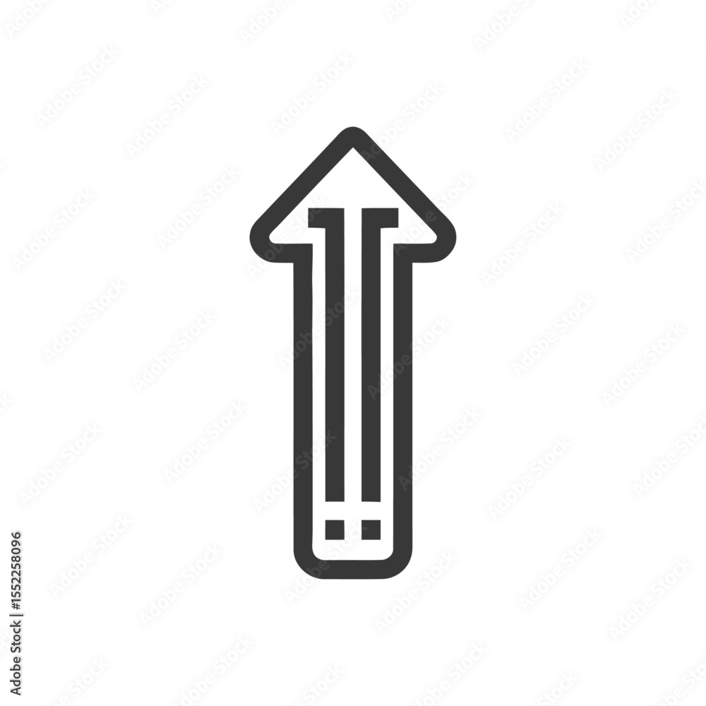 Poster minimalist arrow icon with parallel lines and rounded edges on white background
