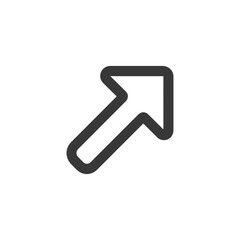 Bold Arrow Icon Pointing Upward and Right on White Background