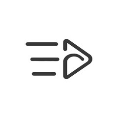 Obraz premium Minimalist Send Icon: Three Lines Leading to Arrowhead with Curved Interior