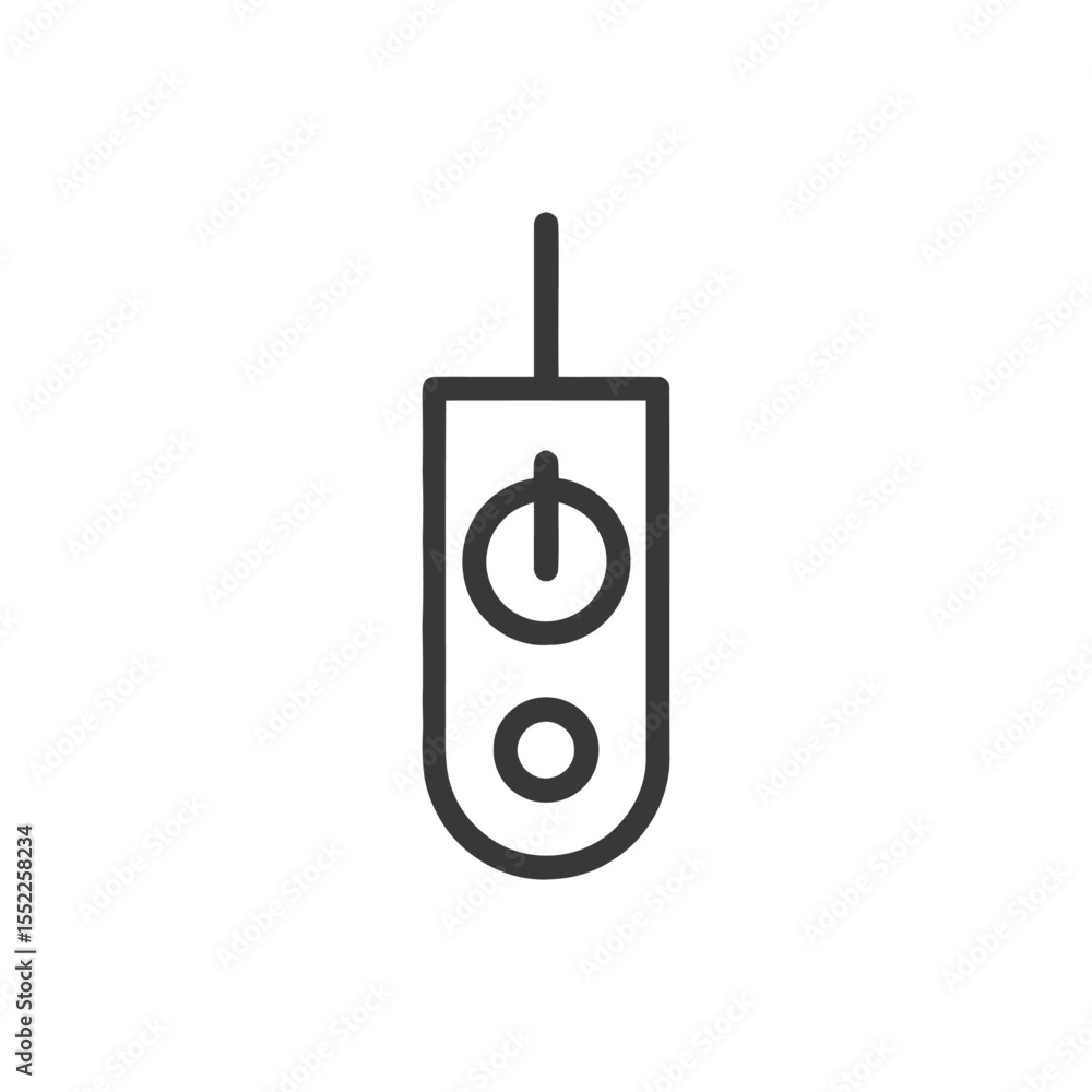 Poster minimalist remote control icon with power and function buttons on white