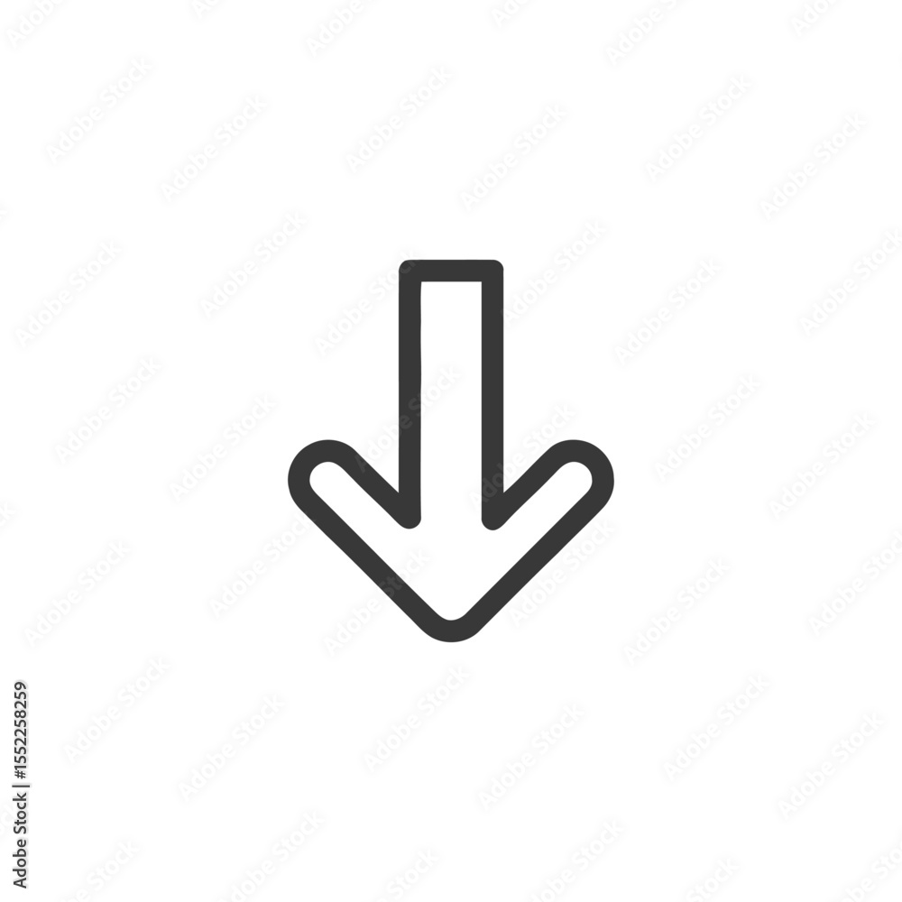 Poster simple down arrow icon with rounded edges on white background
