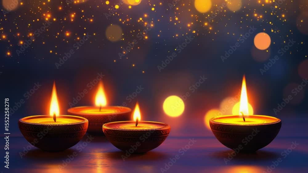 Poster lit candles sitting on a table, perfect for decorative use or as a symbol of warmth and comfort