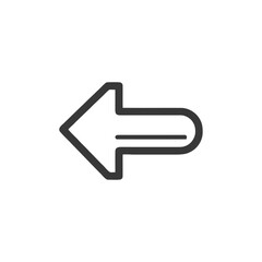 Bold Left Arrow Icon with Rounded End, Directional Sign on White Background