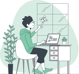 business man working on laptop