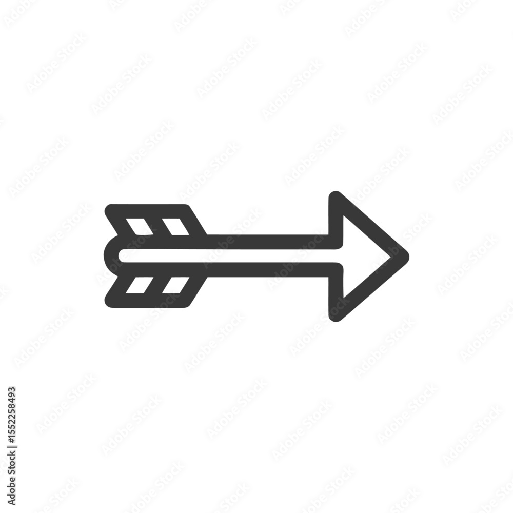 Poster bold arrow icon: directional symbol with feathered end and pointed tip