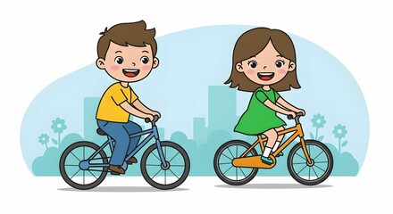 boy and girl riding bikes