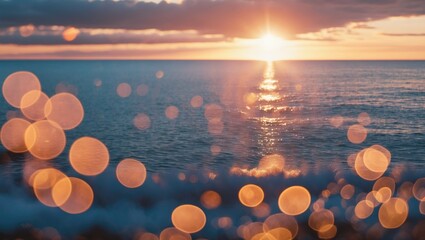 The Coast of the Baltic Sea lit with evening beams of the sun with empty copy space for text
