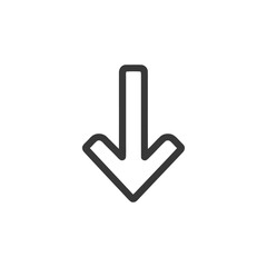 Bold Downward Arrow Icon: Simple, Clean Design on White Background
