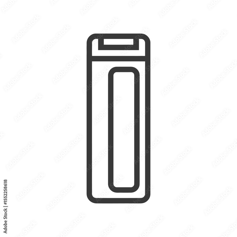 Poster minimalist gray outline icon of a rectangular object with rounded corners
