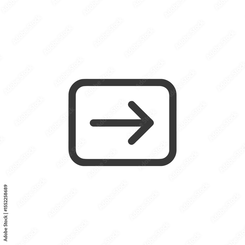 Poster simple black arrow in rounded square frame on white background