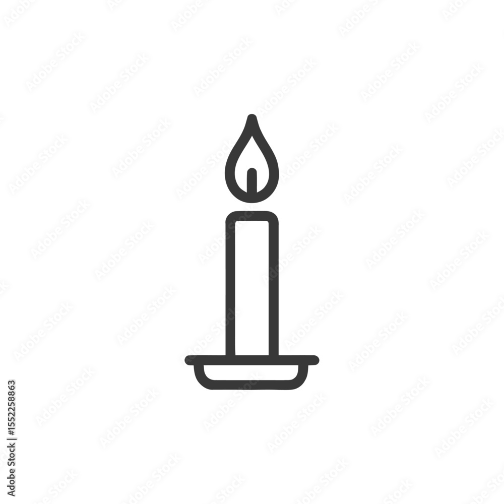 Poster minimalist candle icon: simple line art with soft glow and elegant design