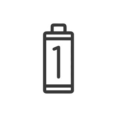 Simple Icon: Number One Inside Rectangular Shape, Minimalist Design, Isolated on White.