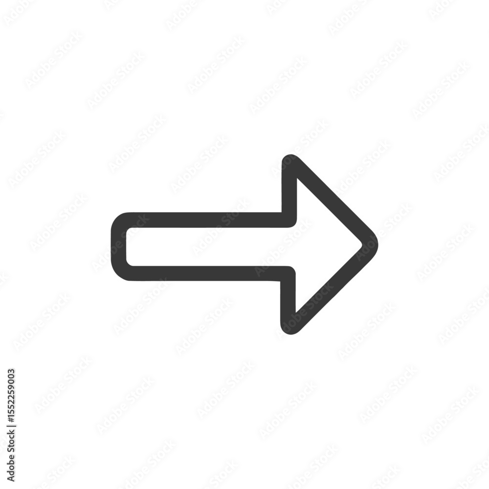 Poster simple right arrow icon with rounded edges on white background