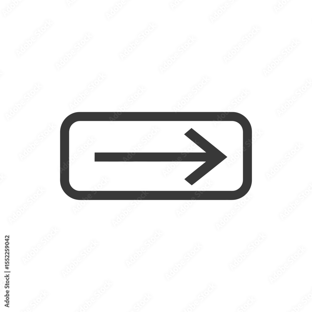 Aufkleber simple right arrow icon in rounded rectangle frame on white background