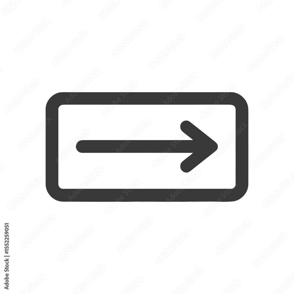 Poster right arrow in rounded rectangle: simple directional icon design