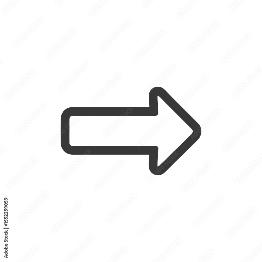 Poster simple right arrow icon with rounded edges on white background