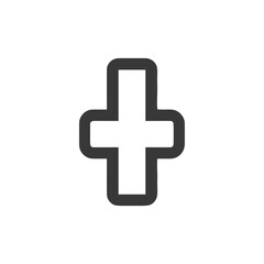 Obraz premium Bold Gray Cross Symbol on White Background, Medical Icon, Minimalist Design