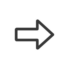 Simple Dark Arrow Pointing Right on White Background, Minimalist Design.
