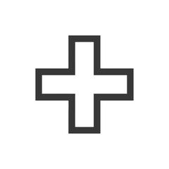 Fototapeta premium Bold Outline Cross: Simple Graphic Symbol on White Background