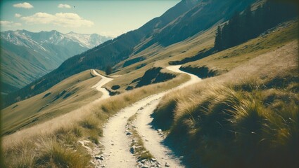 A winding path on a mountain slope. Path