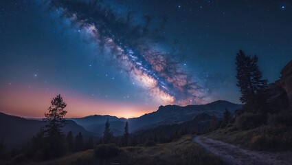 A stunning Milky Way shot on lens with mountain landscape and night sky.