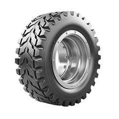 Off-road tire with metallic rim in realistic 3D design  
