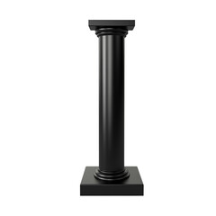 Black classical column standing on a square base in minimal style  