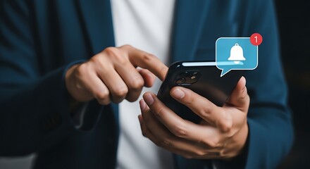 Receiving Important Alerts and Notifications on a Modern Smartphone Device Displaying a Digital Bell Icon