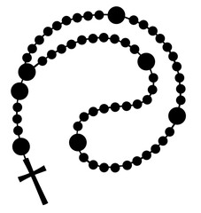 Rosary Beads with Christian Cross – Religious Silhouette Catholic Prayer, Spiritual Devotion, Faith Symbolism, and Sacred Meditation Practices in Christianity and Religious Traditions