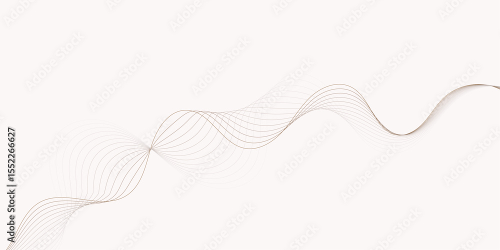 Poster modern style wave lines flowing gently across a bright white background in a smooth wavy line patter