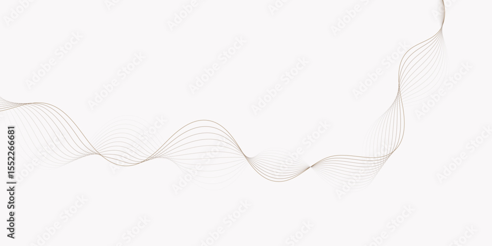 Poster modern style wave lines flowing gently across a bright white background in a smooth wavy line patter