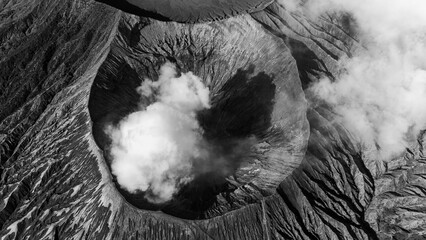A volcano erupts