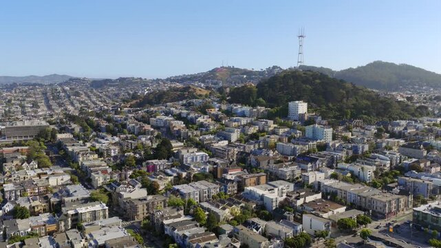 San Francisco - Aerial Pullback Over Russian / Nob Hill